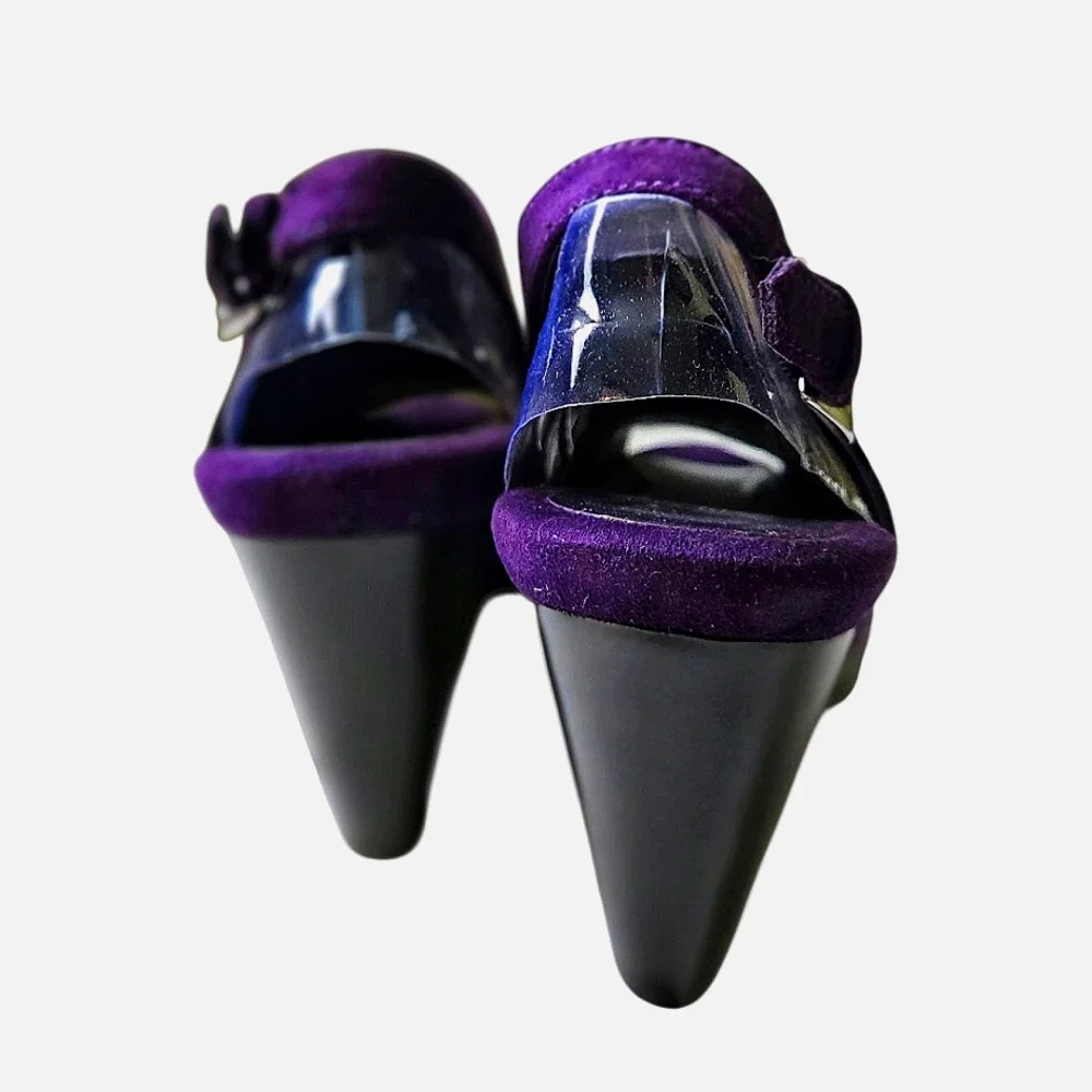 NEW! AEROSOLES Haven Purple Suede Heels with Stud Accents And Peep Toe. NIB. - Picture 4 of 8